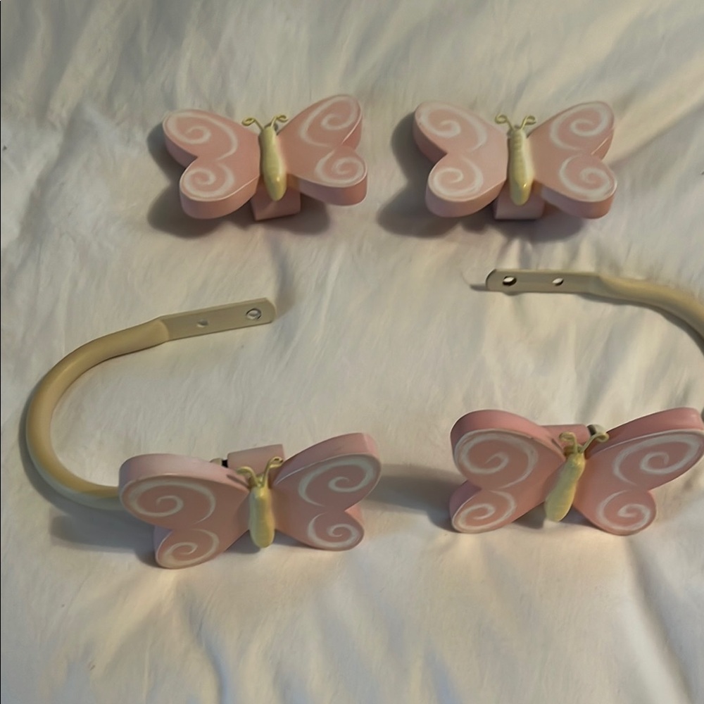 Pink Butterfly Wall Hooks